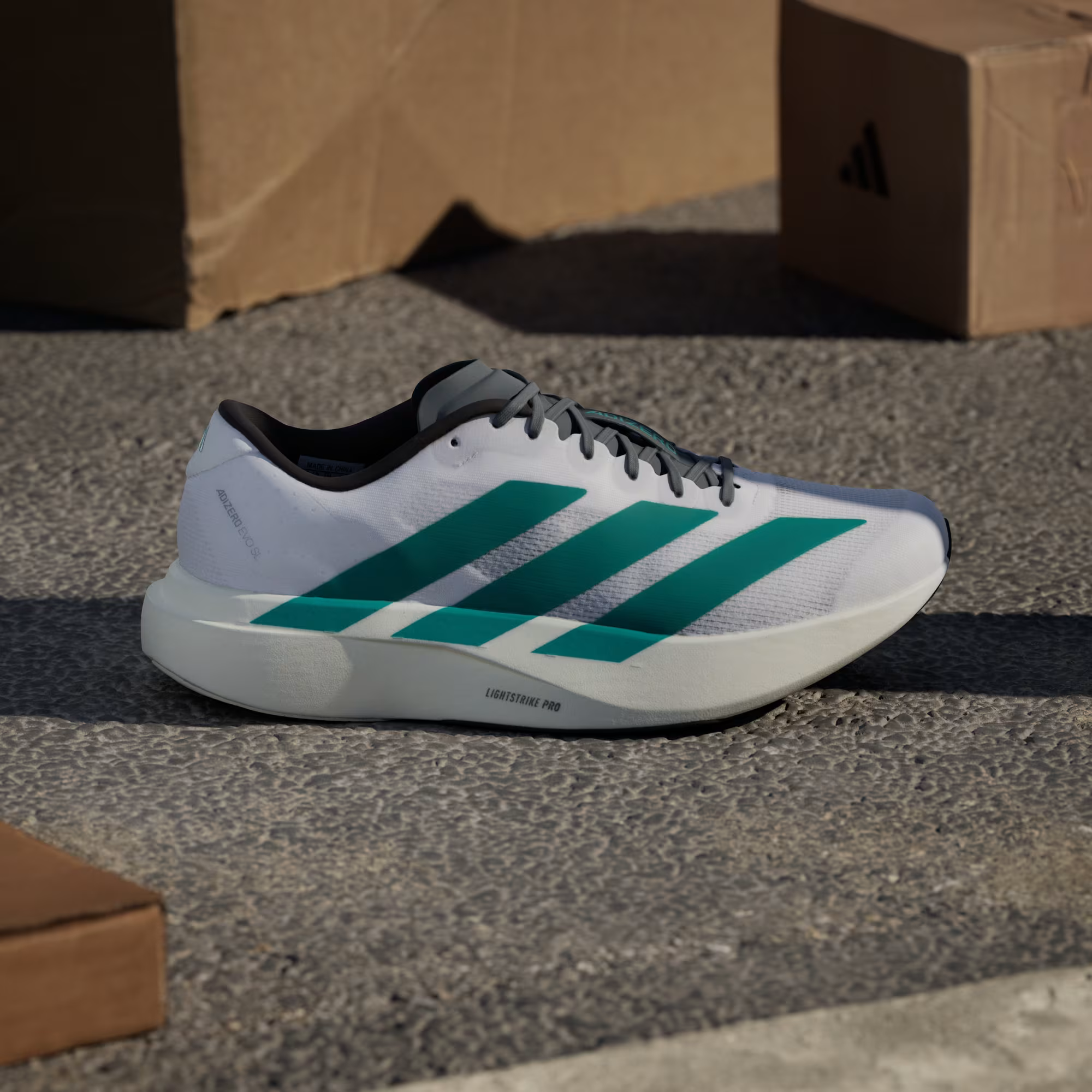 Adidas Adizero Evo SL 'Cloud White/Pure Teal/Grey Four'