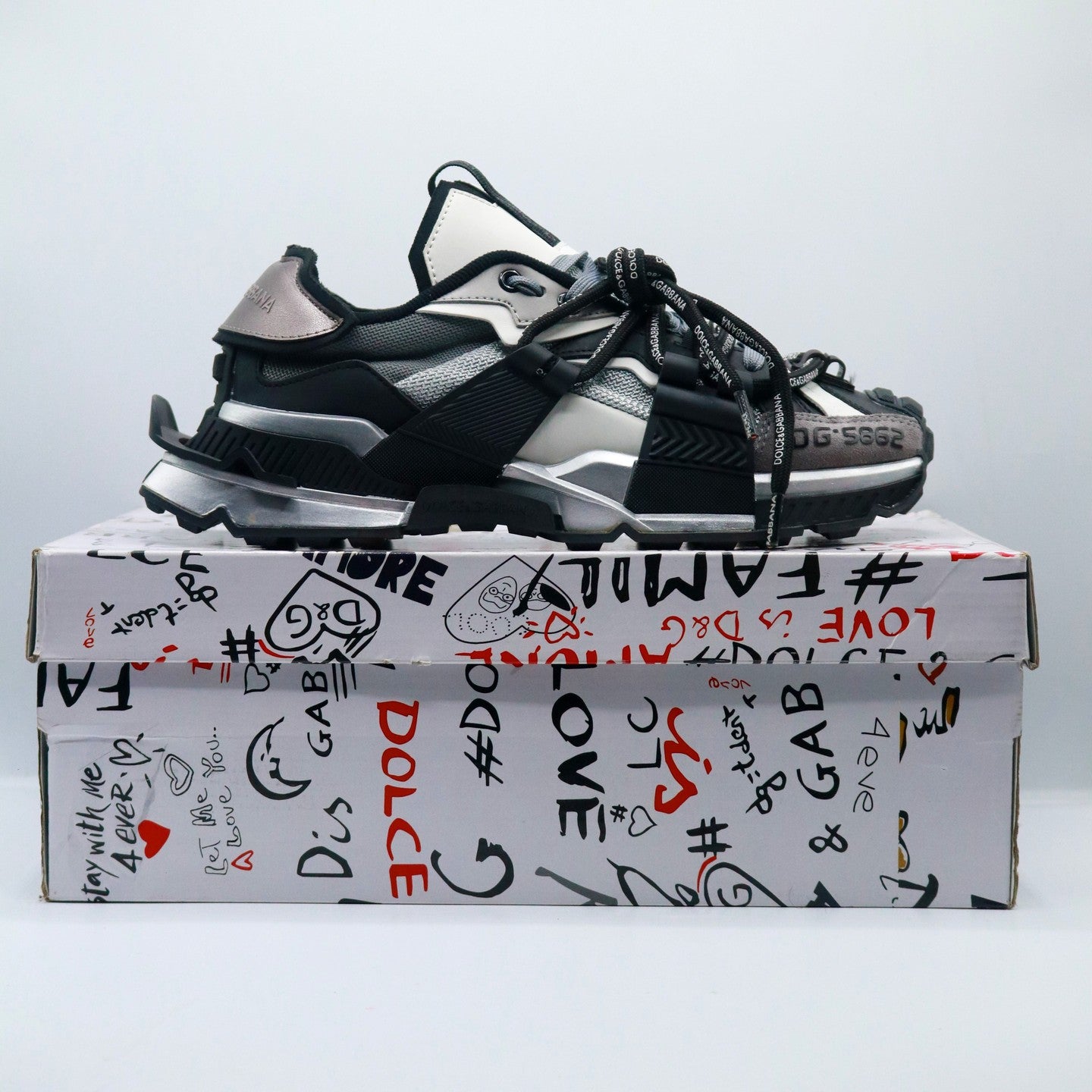 D&G Mixed Materials Space Sneaker 'Black/Silver'